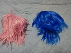 コスプレウィッグ ショート ピンク＆ブルー 2点セットのサムネイル
