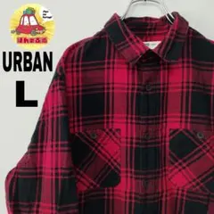 usa古着 URBAN ネルシャツ　L ブラック　レッド　オンブレチェックのサムネイル