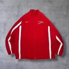 【NIKE】ナイキチームナイロンジャケット赤Lビッグサイズ カレッジ 古着MIX