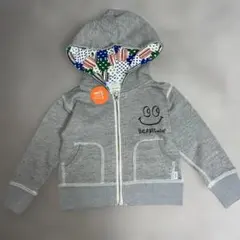 新品BEAMS mini グレーフード付パーカーフーディー90ハート星柄