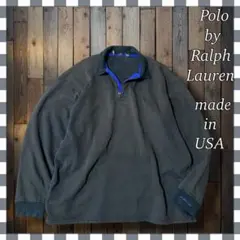 し*ま様 90's USA製ポロバイラルフローレン 刺繍 ハーフジップ フリース