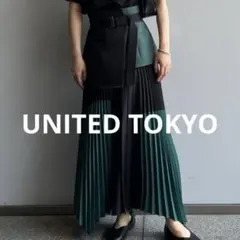 人気＊UNITED TOKYO ドームコルセットプリーツスカート 黒×緑　 Lのサムネイル