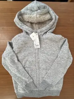 ユニクロ　キッズ　ボアスウェットフルジップパーカ　グレー　140