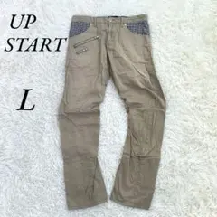 《アップスタート》メンズ/チノパン/ギンガムチェック/ベージュ/L/大きめ