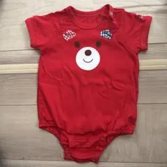 【美品】HOT BISCUITクマロンパース 赤(70)