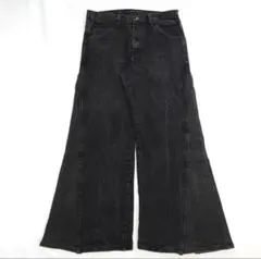 【リメイク】再構築　ブラックデニム　ワイドフレア　バギー　グランジ