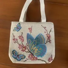 蝶と花柄 ミニトートバッグのサムネイル