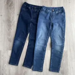 GUジーユー　キッズ　裏起毛スキニーデニムパンツ　ストレッチ　2本セット　130