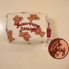 新品　ジェラートピケ HOLIDAY ポーチ ベア総柄 小物入れ