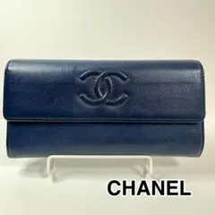 シャネル CHANEL 長財布 キャビアスキン フラップウォレット デカココ