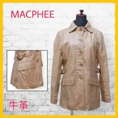 美品 マカフィー レザー コート ジャケット 牛革 本革 ステンカラー ベージュ