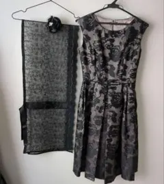 AIMER　オケージョンドレス　ワンピース　黒　ストール　コサージュ　パーティー