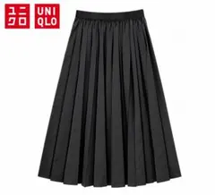 UNIQLO ユニクロ プリーツロングスカート ブラック M ウエストゴム