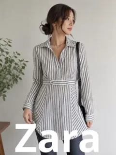 Zaraストライプ柄 長袖シャツ ブラウスのサムネイル