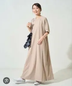 FREAK'S STORE ピグメント加工ワッフル切替半袖ワンピース