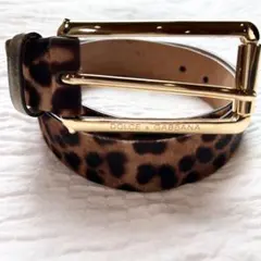 【超希少✨️ DOLCE&GABBANA】 ハラコ レオパード ゴールド ベルト