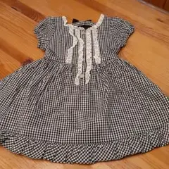 SH100-16　シャーリーテンプル 100　黒チェックワンピース
