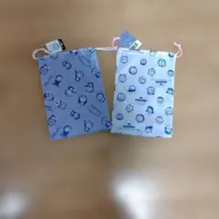 哆啦A夢 束口袋 白色 淺藍色 尼龍材質 同尺寸兩件組