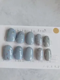 #0120ハンドメイド　ネイルチップ　ショートオーバル