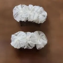 オーガンジーリボンヘアアクセサリー2個セット