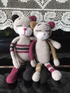 【2体セット】ハンドメイド☆猫　編みぐるみ