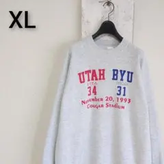 90s USA製　フルーツオブザルーム　スウェット　グレー　カレッジフットボール