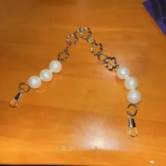 パール風ビーズバック、スマホフラワーチャーム