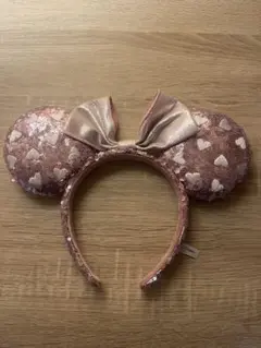 ディズニー カチューシャ ミニー ピンク スパンコール ハート 美品