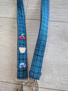 青チェック スマホショルダー