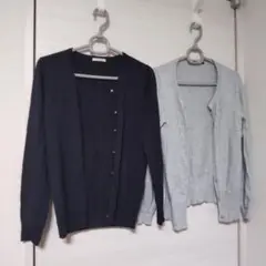 アベイルベーシック　カーディガン　グレー　ネイビー　Mサイズ