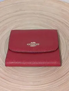 【新品未使用】COACH♥三折り財布  ミニ財布　ブラウン×レッド　レザー COACH（コーチ） 財布 レディース アウトレット ミニ財布 三つ折り 折