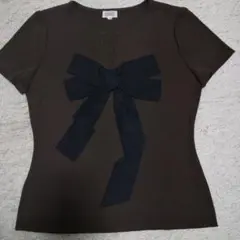 ♡美品♡ FOXEY 40 人気 フリル ブラウス ネイビー 小さいサイズ フリルスリーブブラウス 低身長さん・小柄女性