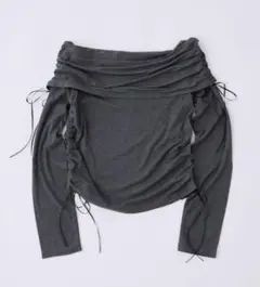 ドロストリボンオフショルトップス