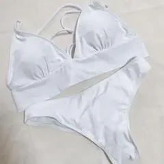 ⭐️水着 2点 セット レディース スタイリッシュ パット付き 白 XL