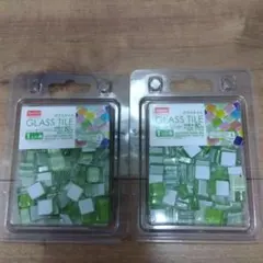 DAISO ガラスタイル グリーン系 2個セット