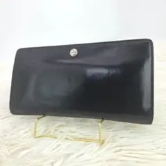 [良品] GANZO ガンゾ　二つ折り長財布　シンブライドルレザー　ブラックのサムネイル