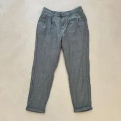 GAPギャップ　リネンコットンアンクルパンツ（W63）水色系　ストライプ柄　春夏のサムネイル