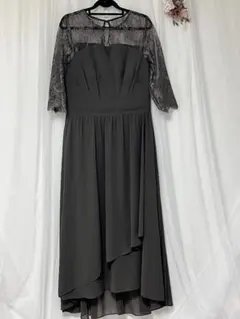 PourVous　レース ビスチェ風ドレス　チャコールグレー　オケージョンドレス