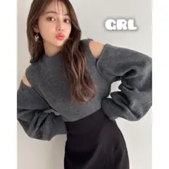 袖2way ショルダーオープンニットトップス mb1528 チャコール