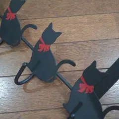 猫モチーフ ドア掛けフック 5連 アイアン製 インテリア