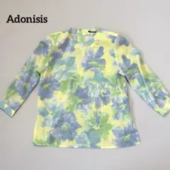 美品】Adonisisアドニシス フラワープリント ノースリーブ S トップス