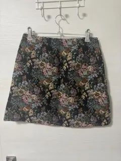 花柄ミニスカート 黒地 多色