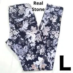 RealStone 花柄 10分丈ヨガレギンス リアルストーン L 黒 ブラックのサムネイル