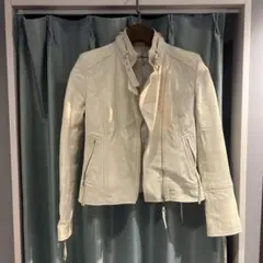 DOLCE&GABBANA D&G ホワイト レザージャケット DOLCE & GABBANA Jacket White Lambskin Leather Biker Coat IT40/US6