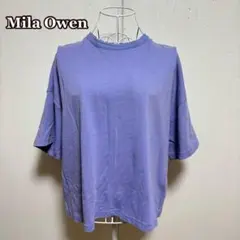 Mila Owen 刺繍ロゴ入り Tシャツ 藤色系 オーバーサイズ風