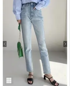 新品未使用！ハイウエストテーパードデニムパンツ[cu157a]