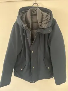 コムサイズム　濃いネイビー フード付き ダウンジャケット