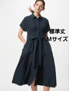 新品 ユニクロ シアサッカーシャツワンピース M