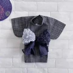 即納✨犬の浴衣 SM 犬用本格本染浴衣 グレー 犬服 ゆかた