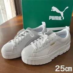 PUMA⚡️メイズ クラシック 384209 23.5 厚底 ホワイト×ゴールド